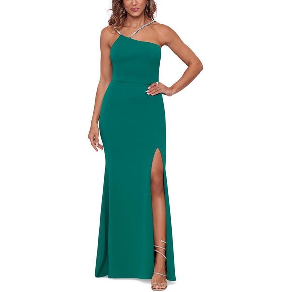 Aqua Dresses & Skirts - Aqua Womens Green Scuba Asymmetric Formal Evening Dress Gown NWT